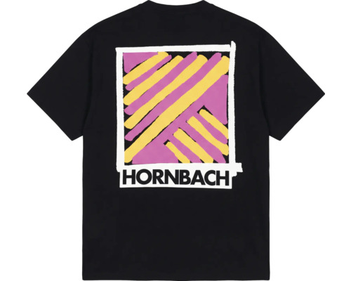 Schwarzes T-Shirt mit Hornbach Logo und Grafikdruck