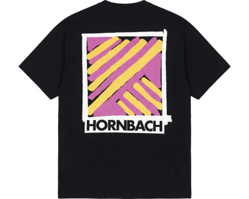 T-shirt noir avec logo Hornbach et design abstrait au dos