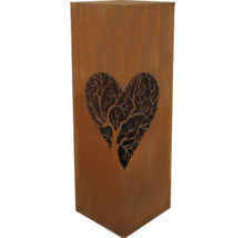 Dekorative Edelrostsäule mit ausgeschnittenem Herzbaum-Motiv
