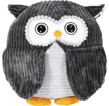 Graue Eulen-Dekokissen aus Cord