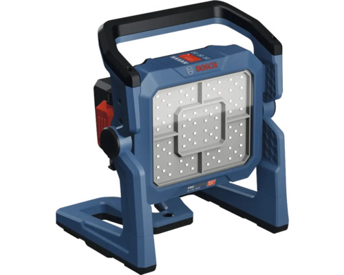 Logo Bosch. Projecteur de chantier LED avec poignée et pied.