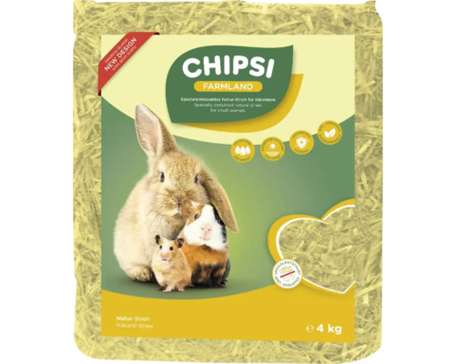 CHIPSI Farmland Naturstroh für Kleintiere, 4 Kilogramm Packung