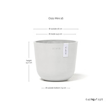 Pot de fleurs Ecopots Oslo Mini 16 avec une hauteur de 13,7 centimètres et un diamètre extérieur de 16 centimètres, volume 1,9 litre.