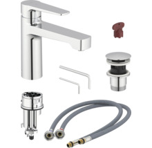 Robinet de lavabo avec accessoires de montage et tuyaux de raccordement
