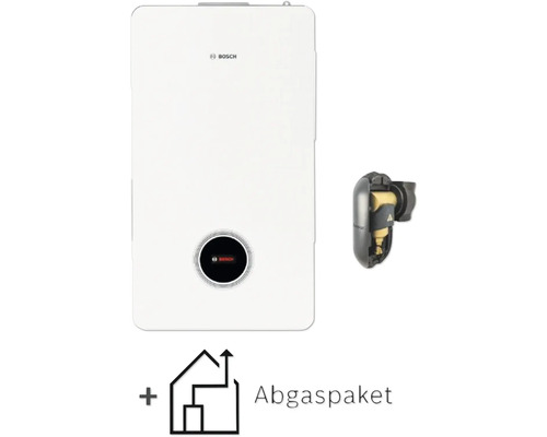 Logo Bosch sur un système de chauffage avec kit de conduit de fumée
