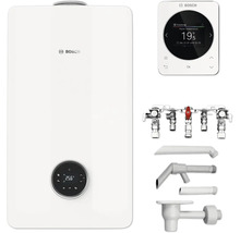 Bosch Gas-Brennwerttherme mit Regler, Verteiler und Zubehör