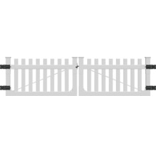 Portail de jardin ouvert blanc avec ferrures