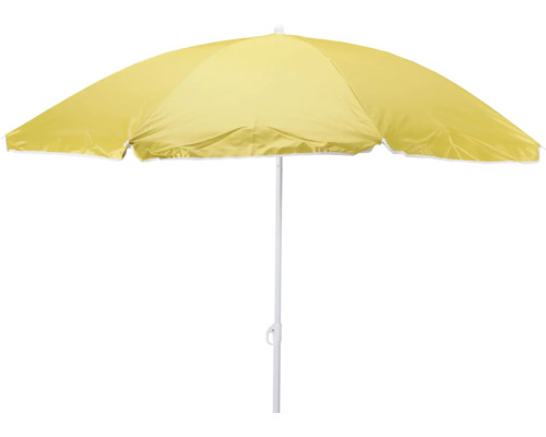 Gelber Sonnenschirm mit weißem Gestell