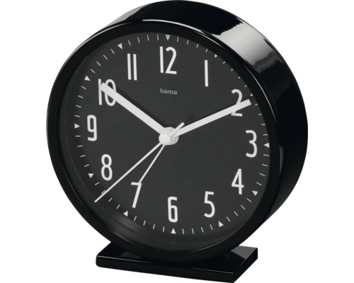 Wecker Analog Skye geräuschlos schwarz weiß Ø 11,2 cm Analoger Hama Wecker mit Stunden-, Minuten- und Sekundenzeiger