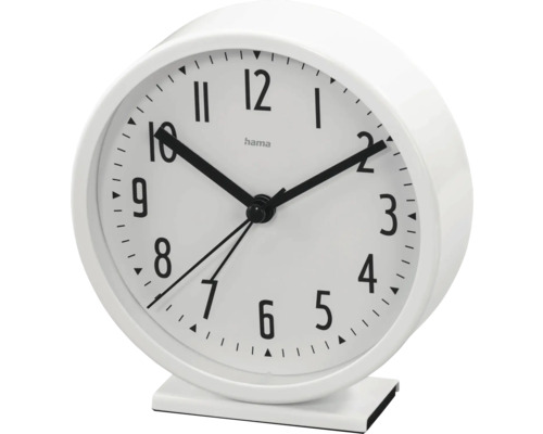 Réveil Hama blanc avec aiguilles des heures, des minutes et des secondes