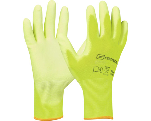 GEBOL Arbeitshandschuhe Nano Flex neongelb Gr. 11 Gelbe Arbeitshandschuhe aus Textil im Paar