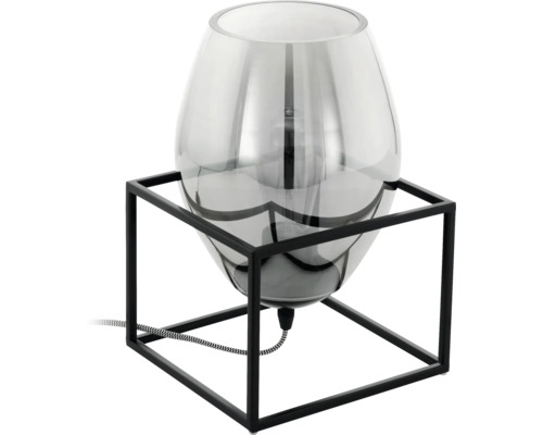 Tischleuchte mit Glaslampenschirm und Metallgestell