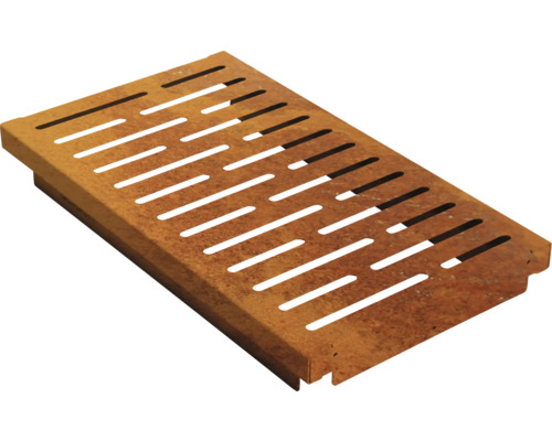 Rostfreier Gullydeckel mit Rostoptik