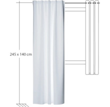 Weißer Gardinenschal, 245 mal 140 cm, mit Ösenaufhängung