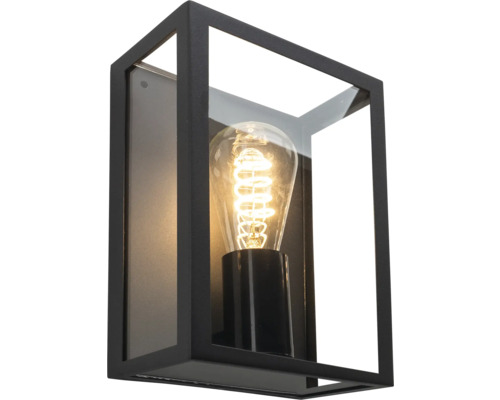 Schwarze Außenwandleuchte mit Glühbirne