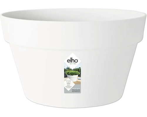 Pot de fleurs avec système d'arrosage et symbole matériaux recyclés