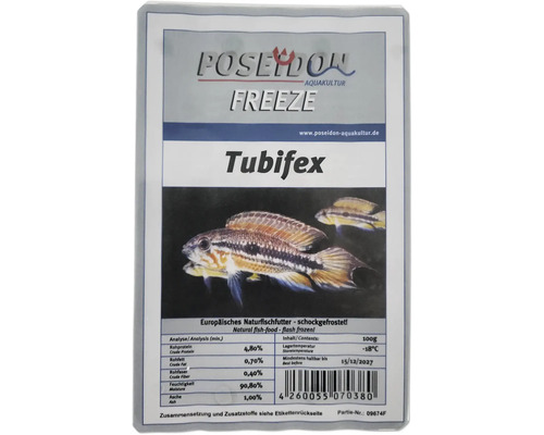 Emballage de nourriture pour poissons Poseidon Aquakultur Freeze Tubifex