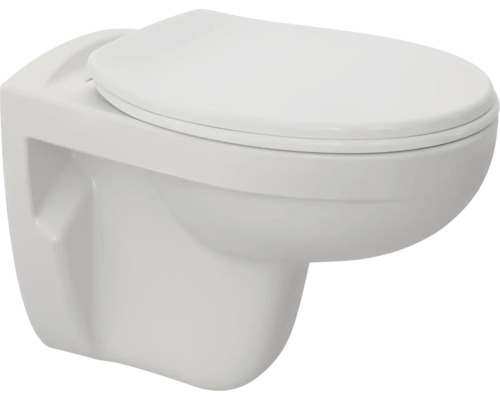 Wand-Tiefspülklosett mit montiertem Toilettendeckel