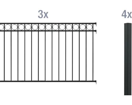 Metallzaun-Element mit Pfosten für den Garten