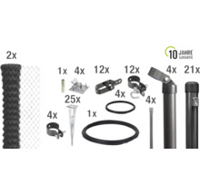 Kit complet de clôture avec rouleau de grillage, piquets de clôture et accessoires avec une garantie de dix ans