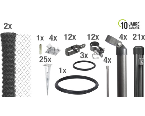 Kit complet de clôture avec grillage, poteaux et accessoires