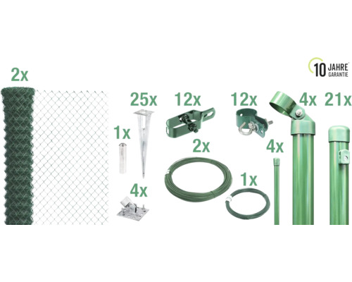 Clôture en grillage métallique complète avec poteaux et accessoires et garantie de 10 ans
