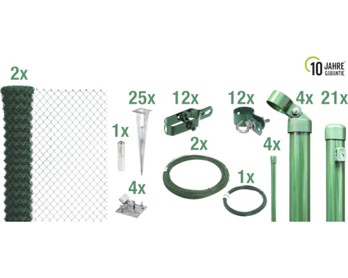 Kit complet de clôture avec grillage, poteaux et accessoires et 10 ans de garantie