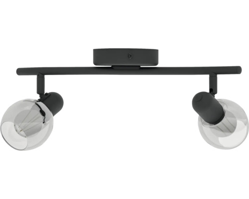 Plafonnier avec deux boules en verre transparentes