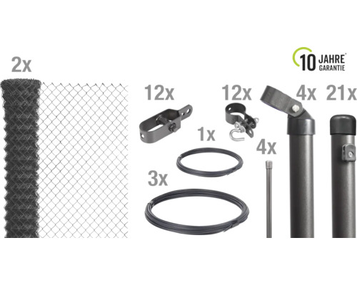 Kit complet de clôture en grillage avec accessoires et garantie de dix ans