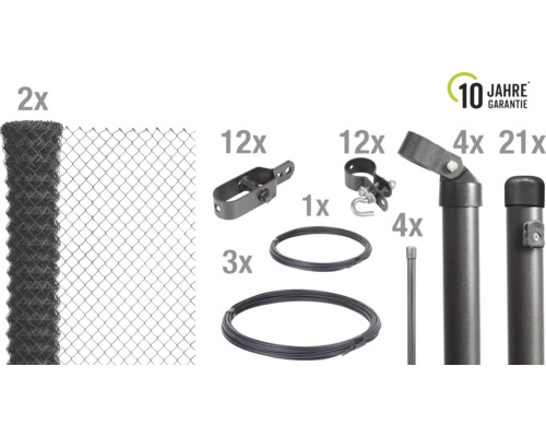 Kit complet de clôture en grillage métallique avec accessoires et garantie de dix ans