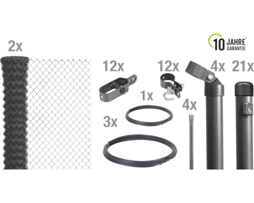 Kit complet de clôture avec grillage, poteaux de clôture et accessoires