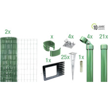 Komplettset für die Zaunmontage mit Maschendrahtzaun, Zaunpfosten und Zubehör sowie 10 Jahre Garantie