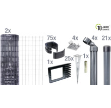 Komplettes Zaunbauset mit Drahtrolle, Pfosten und Zubehör sowie 10 Jahre Garantie