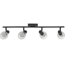 Plafonnier avec quatre spots et boules en verre transparent