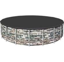 Bestway Power Steel Frame Pool mit Steinmaueroptik und Abdeckung