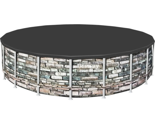 Bestway Power Steel Frame Pool mit Steinmaueroptik und Abdeckung
