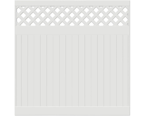 Clôture de jardin en plastique avec lattes et treillis décoratif