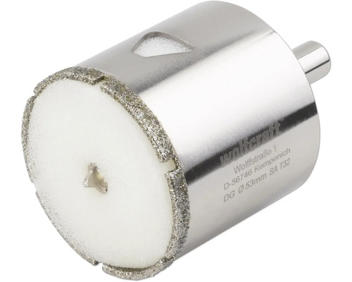 Scie-cloche diamant Wolfcraft avec un diamètre de 53 millimètres