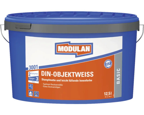 Pot de peinture d'intérieur Modulan DIN-Objektweiss, mat, 12,5 litres