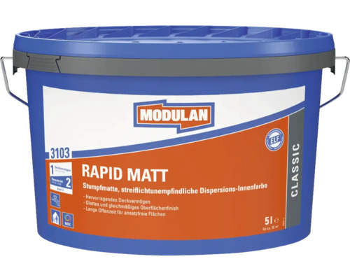Peinture d'intérieur Modulan Rapid Matt dans un seau bleu