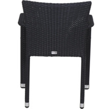 Chaise de jardin Siena Garden en résine tressée anthracite avec accoudoirs, vue arrière.