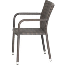 Chaise de jardin en résine tressée avec accoudoirs, marron foncé