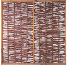 Clôture de protection visuelle en osier avec cadre en bois