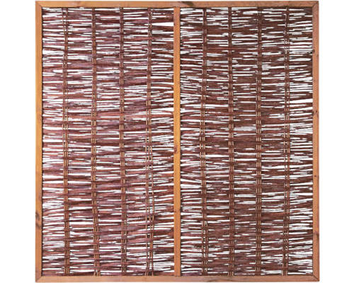 Clôture de protection visuelle en osier avec cadre en bois