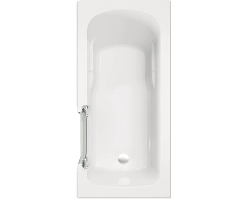 Badezimmeransicht von oben mit Badewanne und Badewannenaufsatz