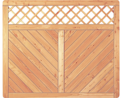 Clôture en bois avec treillis et motif diagonal