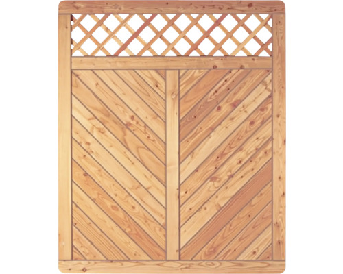 Clôture en bois avec motif diagonal et treillis