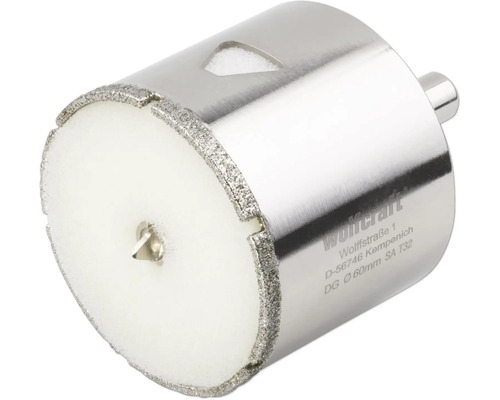 Scie cloche diamantée Wolfcraft avec foret de centrage, diamètre 60 millimètres