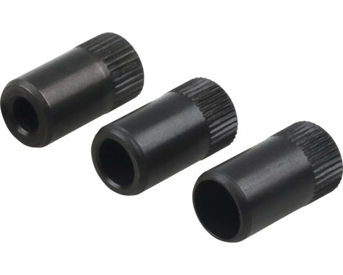 Trois douilles métalliques moletées