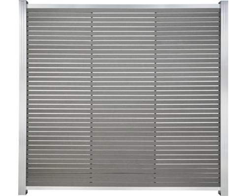 Gartenzaun mit horizontalen Lamellen und Rahmen